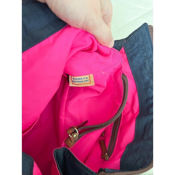 DOONEY & BOURKE Blue Nylon Tote Leather Trim Double Handles Shoulder Bag - Picture 4 of 4